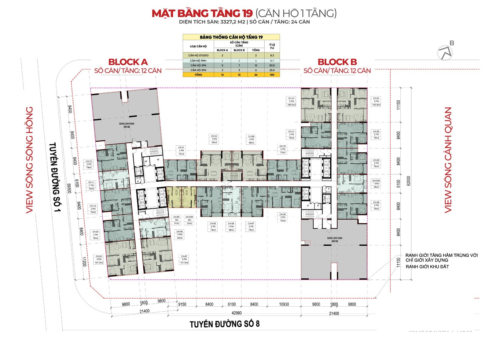 Mặt bằng tầng 19 tòa S3(CT3) dự án Sunshine Legend City