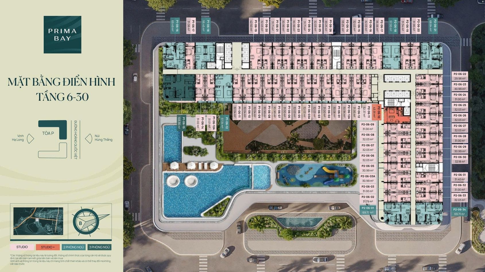 Mặt bằng chung cư Prima Bay Hạ Long tầng 6-30